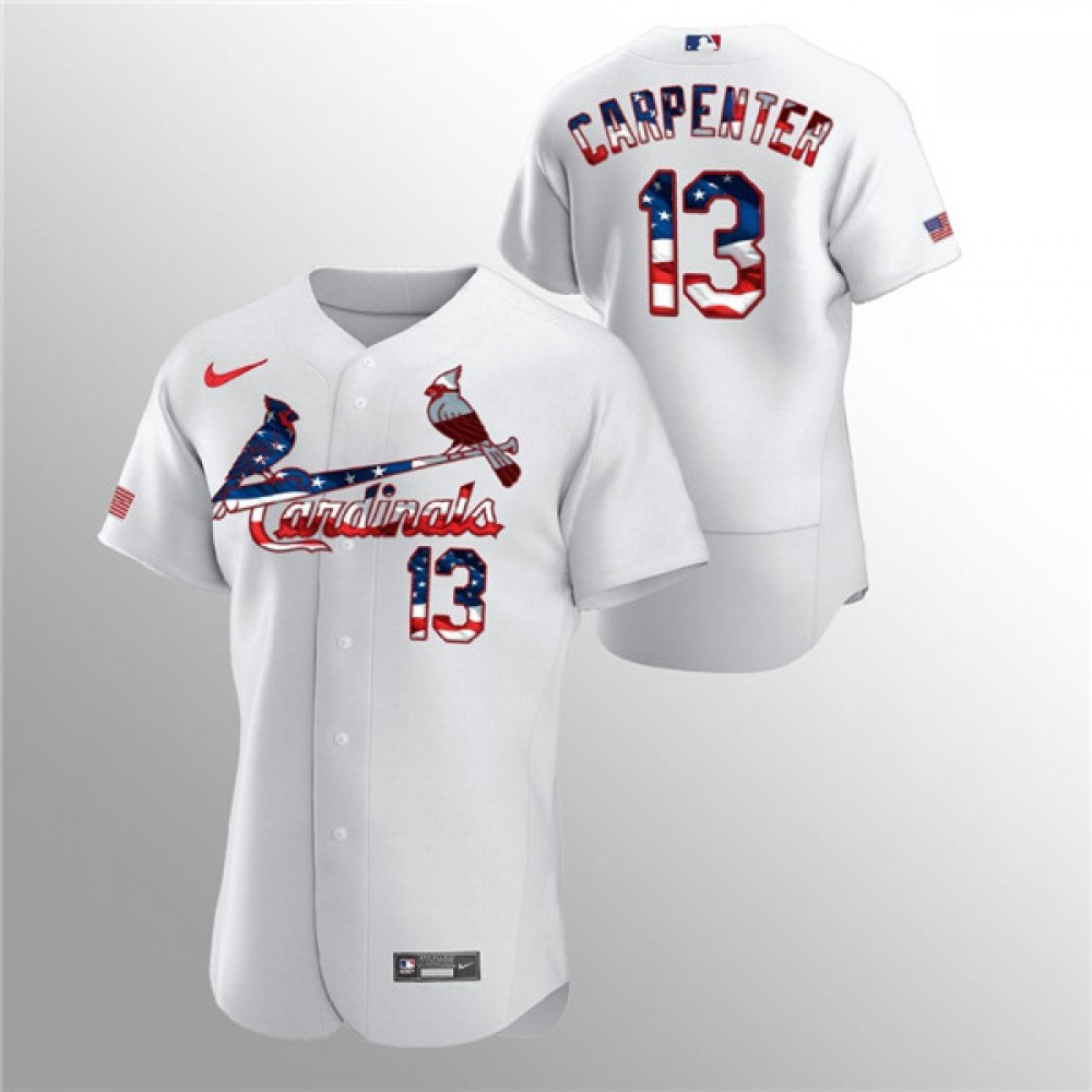 Men_s_St._Louis_Cardinals_13_Matt_Carpenter_White_2020_Stars___Stripes_Flex_Base_Stitched_Jersey_DUxL0rezv