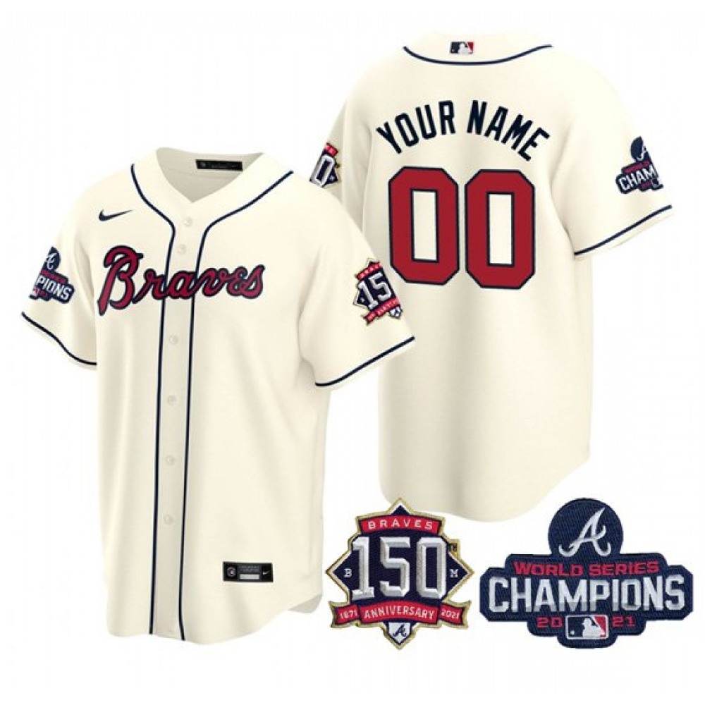 Youth_Atlanta_Braves_Customized_2021_Cream_World_Series_Champions_With_150th_Anniversary_Cool_Base_S_mXsFP4GAv