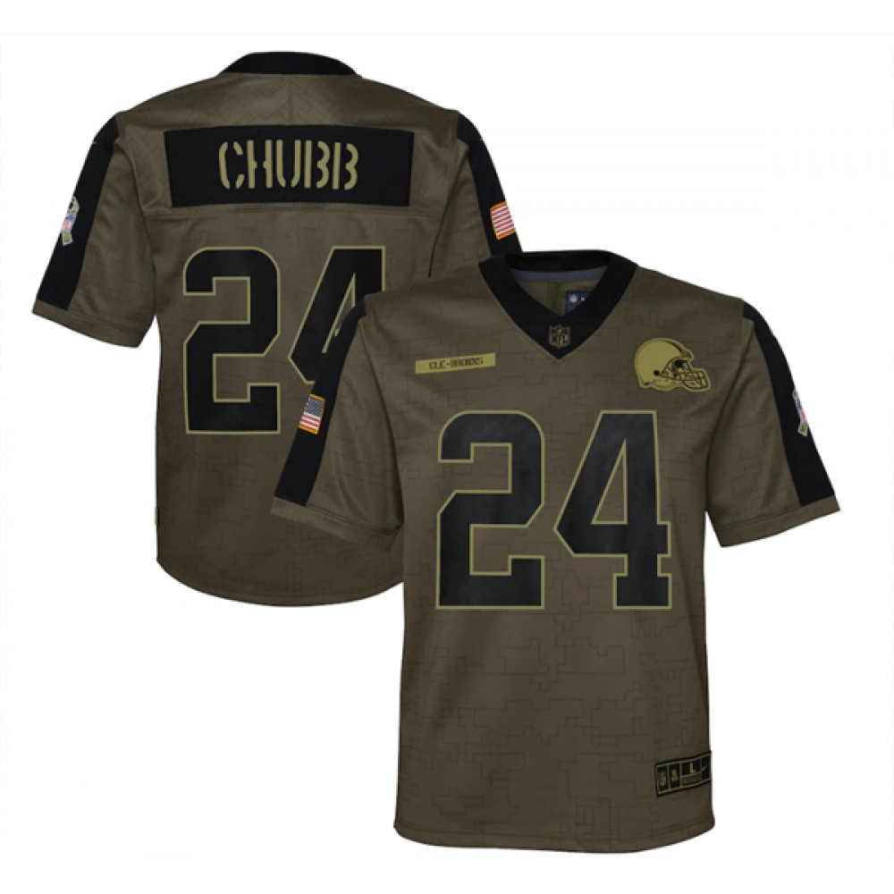 Youth_Cleveland_Browns_24_Nick_Chubb_2021_Olive_Salute_To_Service_Limited_Stitched_Jersey_09yAu1Fq7